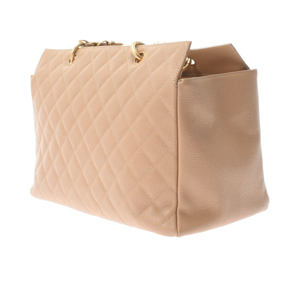 Chanel Matelasse Chain Tote Bag Beige/Gold Hardware Caviar Skin - Picture 2 of 11